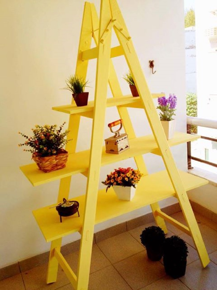 подставка для цветов из лестницы
