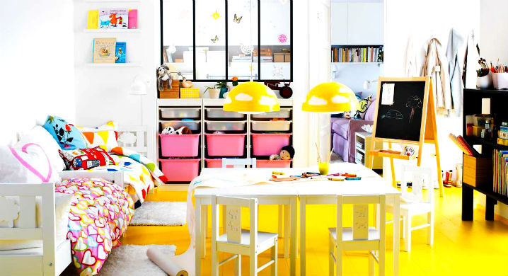 желтый цвет в интерьере детской комнаты