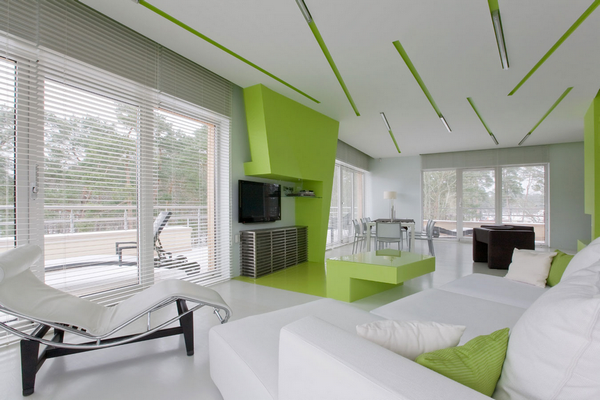 бело-зеленая гостиная