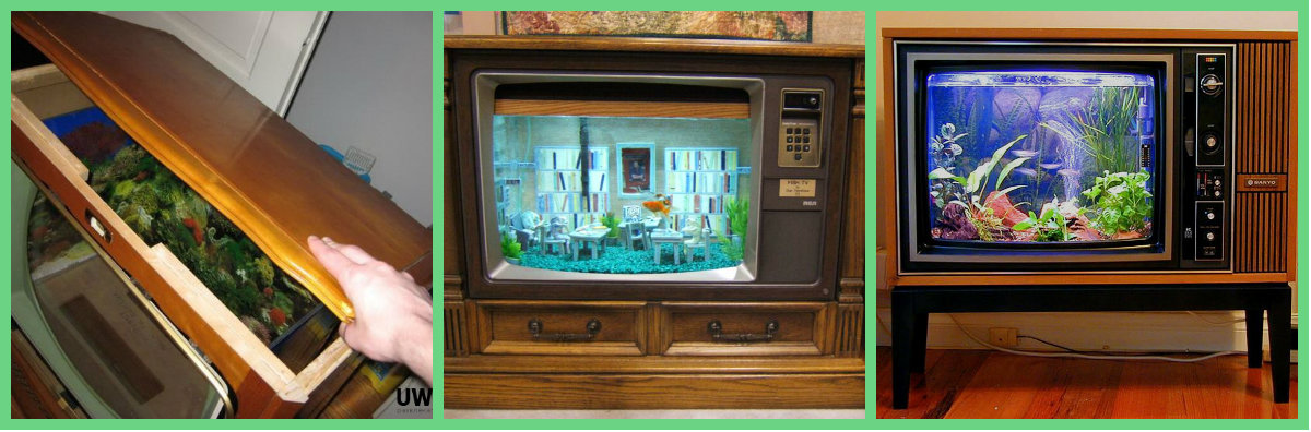 необычная мебель телевизор аквариум